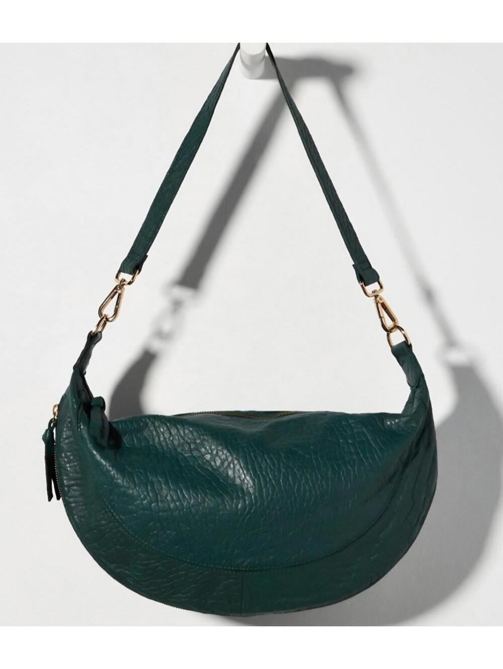 Anthropologie Hunter Green Bubble Leather Shoulder Bag - Picture 2 of 4